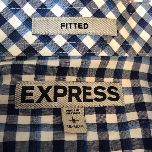 Express: Blue, Red, Plaid Button-down - Picture 4 of 4